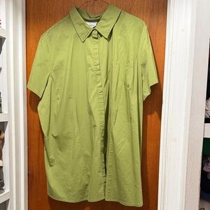 Avenue Light Green Casual Button Down Shirt